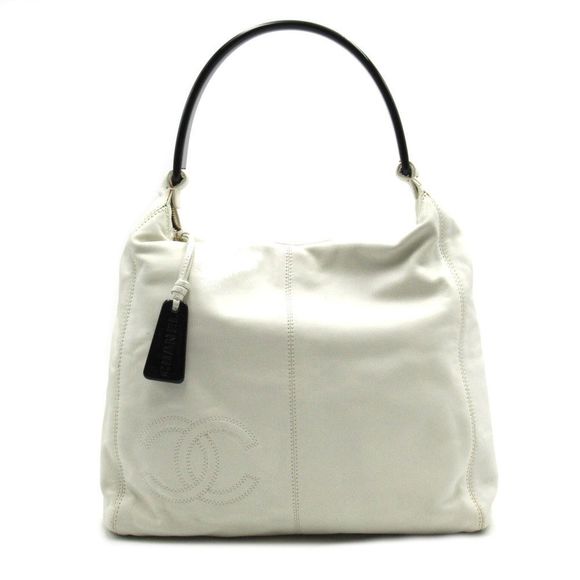 Chanel Shoulder Bag Leather White - Picture 1 of 5